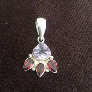 Amethyst & Garnet sterling silver pendant
